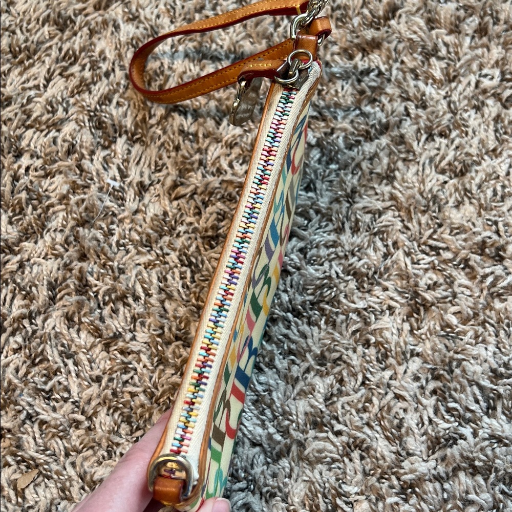 Dooney & Bourke Vintage Retro Rainbow Zip Wristlet - Picture 4 of 11